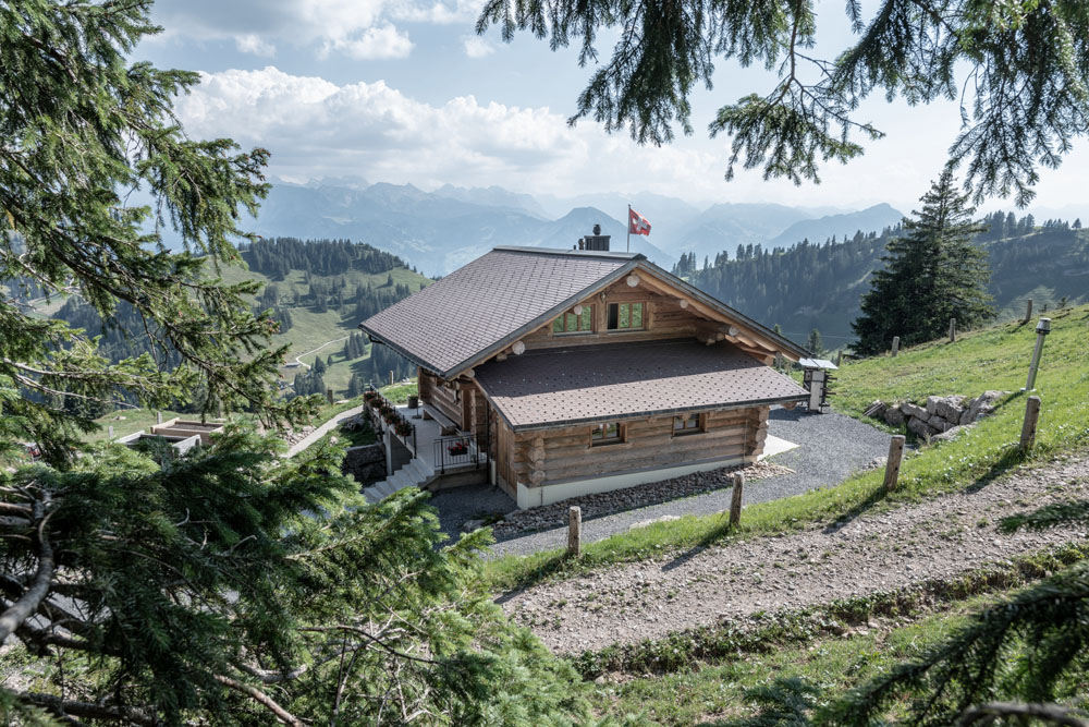 Ansicht Blockhaus Rigi mit Panorama